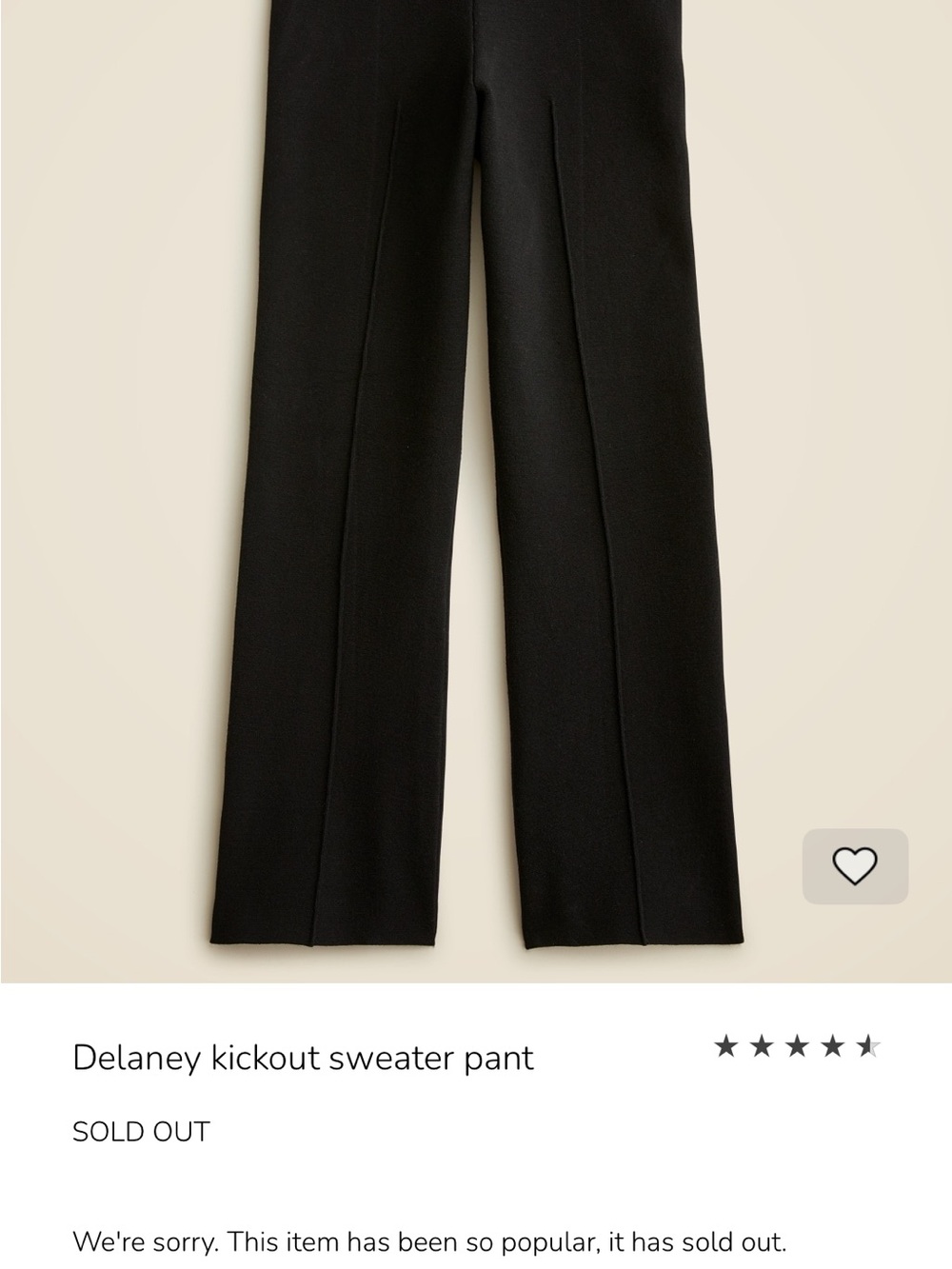 J Crew Delaney Kickout Sweater Pant - Black